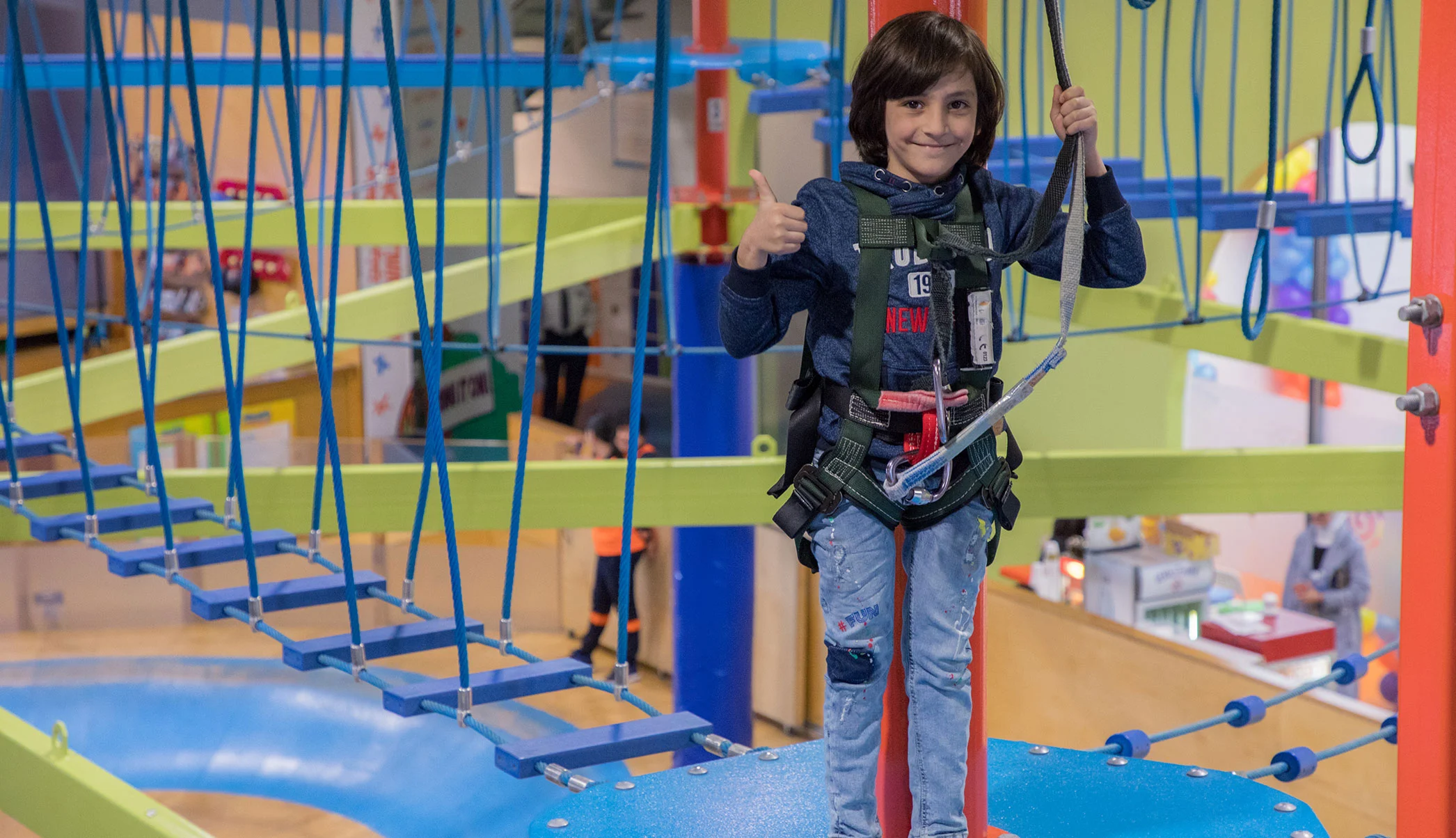 Child on the Skytrail rope course